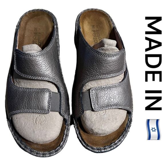 Naot Women's Leather Strap Slip-On Open Toe Slide Sandals Metallic Taupe Size 36 - Picture 3 of 9